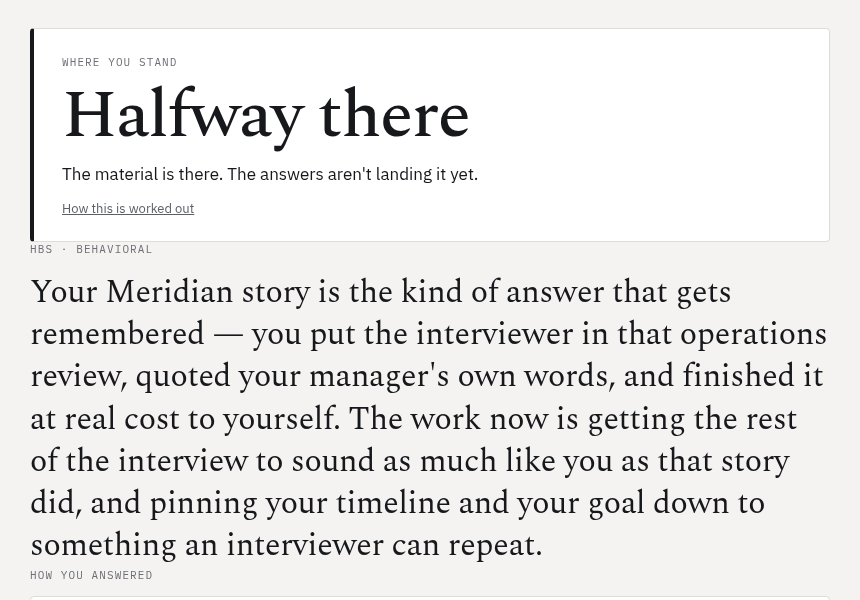 The top of a report: the overall word, and the paragraph explaining what earned it.